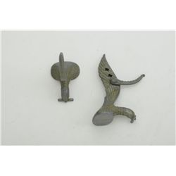 Pair of metal adjustable winged eagle display  stands approx. 4” in height, showing some  age; could