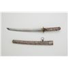 Image 2 : Silver overlaid short sword, approx. 18”  overall with a 12” blade; Japanese or  Chinese, shows age.