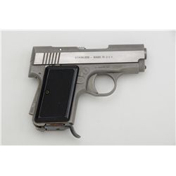AMT Back Up Model semi-auto pistol, .380  cal., 2-1/2” barrel, brushed stainless steel,  checkered p