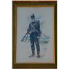Image 2 : Lot of 6 matching framed watercolors of early  British & European soldiers in uniform by  Charles C.
