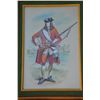 Image 7 : Lot of 6 matching framed watercolors of early  British & European soldiers in uniform by  Charles C.