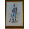 Image 8 : Lot of 6 matching framed watercolors of early  British & European soldiers in uniform by  Charles C.