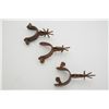 Image 1 : Lot of 3 old misc. Mexican or Spanish iron  spurs in uncleaned condition.   Est.:   $75-$150.