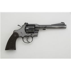 Colt Officer’s Model Special DA revolver,  .22LR cal., 6” heavy barrel, blue finish,  checkered hard