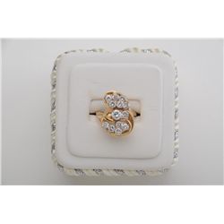 One ladies ring in 14k yellow gold diamond  cluster ring set with 13 diamonds weighing  approx 1.5ct