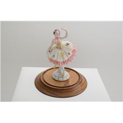 Dresden porcelain ballerina approx. 7” tall,  finely detailed and in fine condition at time  of desc