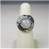 Image 2 : Mesmerizing 14 karat white gold ladies custom  made ring set with a fine blue-gray star  sapphire we