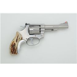 Smith & Wesson Model 63 DA revolver, .32  Magnum cal., 4” barrel, stainless, stag grips  with after-