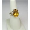 Image 2 : Stylish 14 karat yellow gold ladies ring set  with a large citrine weighing approx. 8.00  carats and