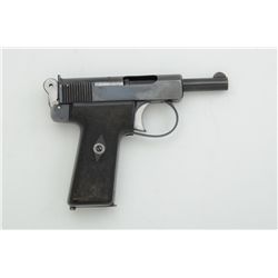 Webley & Scott Model 1905 semi-auto pistol,  .32 cal., 3-1/2” barrel, blue finish,  checkered hard r