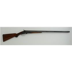 Clabrough Bros. SxS exposed hammers, side  release shotgun, 12 gauge, 30-1/4” barrels,  wood stocks,