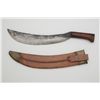 Image 2 : Collins machete with tooled leather sheath  with brass throat and tip; overall good  condition with 