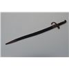 Image 1 : Bayonet and leather scabbard, approx. 27”  overall with a 22” blade in fair to good  condition; blad