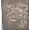 Image 1 : Framed print of an African lion, hand signed  by Charlen Jeffery, approx. 15” x 13” on  heavy rag pa