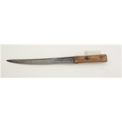 Interesting early American unmarked long  knife, approx. 15-1/2” overall with an  approx. 10-1/2” bl