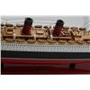 Image 2 : Large detailed painted wood model of the  Queen Mary ship approx. 40” long, 5” wide and  10” in heig