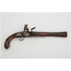 Mid-eastern style flared barrel flintlock  pistol approx. 18” overall in uncleaned  out-of-the-attic