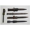 Image 1 : Lot of 4 misc. bayonets and a metal scabbard  with leather hanger including one British  bayonet wit