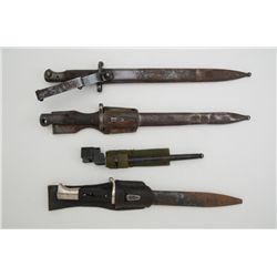 Lot of 4 misc. bayonets including 2 British  and 2 German, all with sheaths, one German  with broken