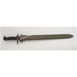 U.S. Model 1942 bayonet by P.A.L., 16” blade  with green plastic sheath, metal throat  marked “USN M