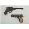 Image 1 : Lot of 2 older metal cap guns; one shaped  like a Colt 1903 pistol, the other shaped  loosely like a