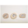 Image 2 : Lot of 3 hand-carved and colored fish in  sandstone rocks, nicely accomplished.  Est.:   $75-$125.