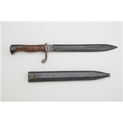 Mauser bayonet with metal scabbard in overall  fair to good condition marked on hilt  “Waffenfabrik 