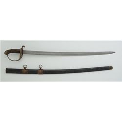 Polish style sword with metal scabbard,  approx 34” overall with a 28-1/2” blade  marked “APWFEDIJGN