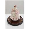 Image 1 : German-made Dresden porcelain lady, finely  detailed, approx. 6” tall signed on bottom  “Reine Hadar