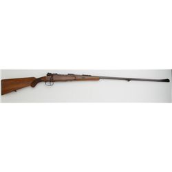 Sporterized Mauser 98 bolt action rifle,  7.92mm cal., 30-1/2” octagon barrel with  4-leaf flip-up r