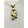 Image 1 : Terrific 14 karat yellow gold ladies custom  made nugget necklace set with two round  diamonds weigh