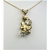 Image 2 : Terrific 14 karat yellow gold ladies custom  made nugget necklace set with two round  diamonds weigh