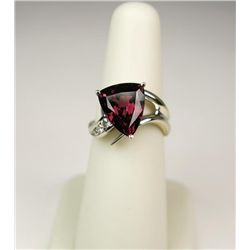 Superb 14 karat white gold ladies custom made  ring set with a very fine Rubellite weighing  approx.