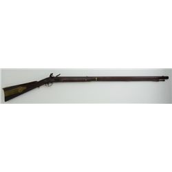 Re-worked Harper’s Ferry flintlock rifle, .64  cal., 36” barrel, brown finish, wood stock,  brass pa