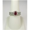 Image 1 : Elegant 14 karat white gold ladies vintage  design ring set with a fine oval red Ruby  weighing appr