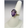 Image 2 : Colorful 10 karat yellow gold ladies ring set  with a large pear shape Amethyst weighing  approx. 7.