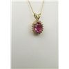 Image 1 : Dazzling14 karat yellow gold ladies pendant  set with a fine pink tourmaline weighing  approx. 2.00 