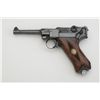 Image 2 : German Luger semi-auto pistol by Erfurt, 9mm  cal., 4” barrel, re-finished, custom  checkered medall