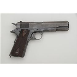 United States Property Colt Model 1911  semi-auto pistol, .45 cal., 5” barrel, blue  finish, checker