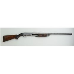 Ithaca Model 37 pump action shotgun, 12  gauge, 28” barrel with added ventilated rib,  checkered woo