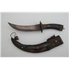 Image 2 : Large curved blade Chinese style knife,  approx. 15” overall with decorative grip,  guard and pommel