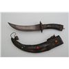 Image 2 : Large curved blade Chinese style knife,  approx. 15” overall with decorative grip,  guard and pommel