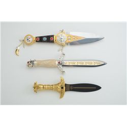 Lot of 3 modern decorative display knives  including a beautifully wood and glass cased  Franklin Mi