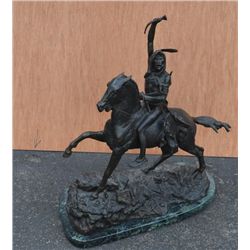 Remington bronze copy of “Counting Coupe”,  approx. 26” in height, 22” long and 10” wide.  Est.:  $4