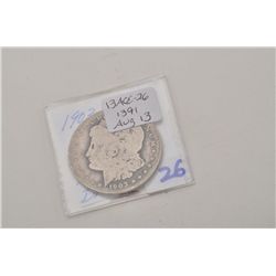 Morgan silver dollar, 1903-O, ungraded, very  rare date.   Est.:  $175-$350.