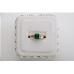 One classic emerald ring designed to  perfection with 18k yellow gold shank and  platinum top. Emera