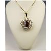 Image 1 : Very high quality 14 karat yellow gold  pendant set with fine Red Ruby weighing 0.65  carats and sur