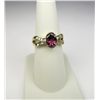 Image 2 : Elegant 10 karat yellow gold ladies ring set  with an oval pink tourmaline weighing approx.  2.00 ca