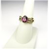Image 3 : Elegant 10 karat yellow gold ladies ring set  with an oval pink tourmaline weighing approx.  2.00 ca