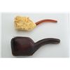 Image 2 : Hunter’s Meerschaum pipe in case showing  intricate hunter and dog scene, pipe is in  overall very g